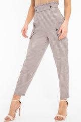 Black Orange Check Frill Detail Trousers - Bristal-Trousers
