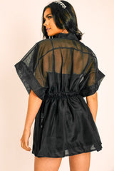 Black Organza Shirt Slip Insert Dress - Nickie-Dresses