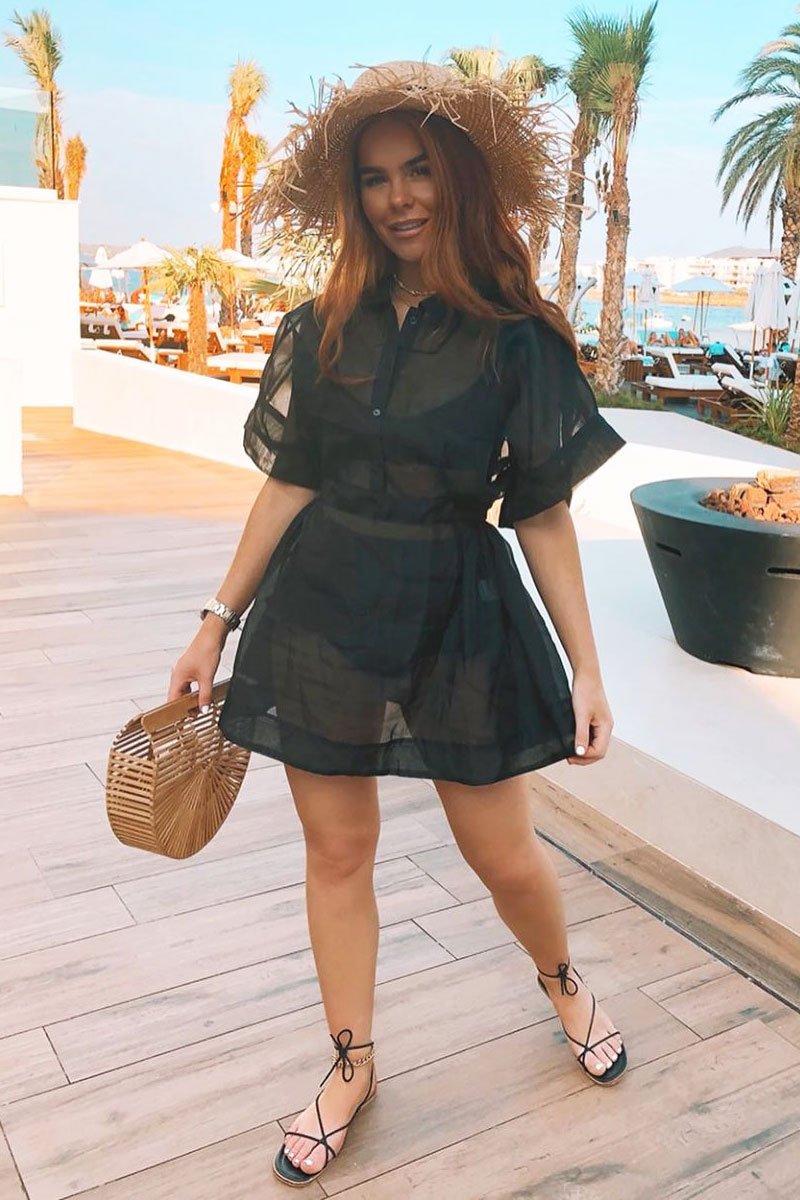 Black Organza Shirt Slip Insert Dress - Nickie-Dresses
