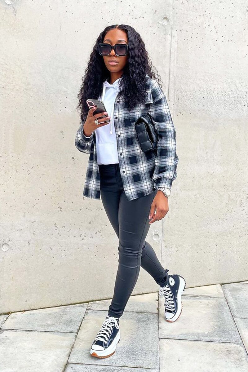 Black Oversized Check Shirt - Frona-Shirts