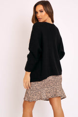 Black Oversized Chunky Knit Cardigan - Courtney-Cardigans