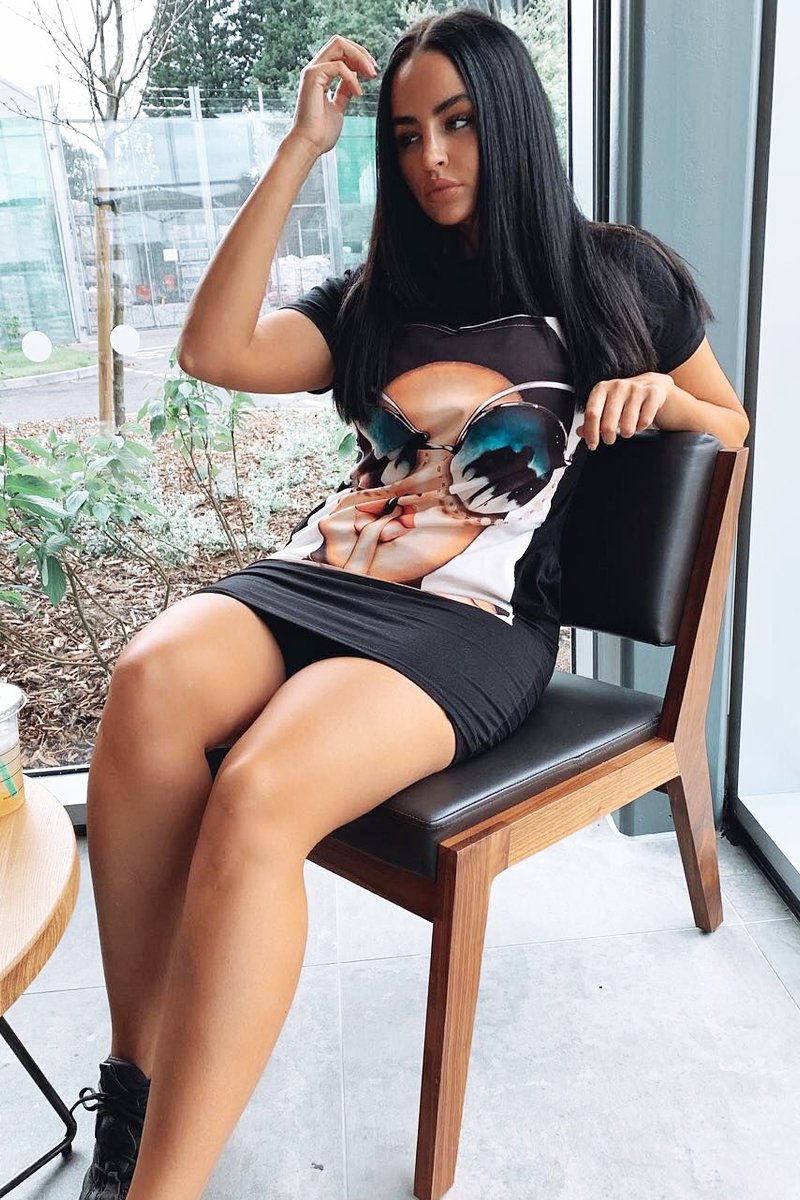 Black Oversized Face Silence T-Shirt Dress - Brinsley-Dresses