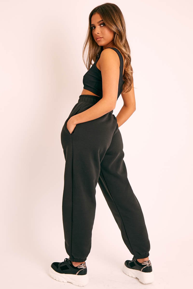 Black Oversized Joggers - Erica-Joggers