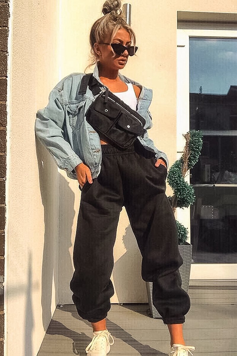 Black Oversized Joggers - Erica-Joggers