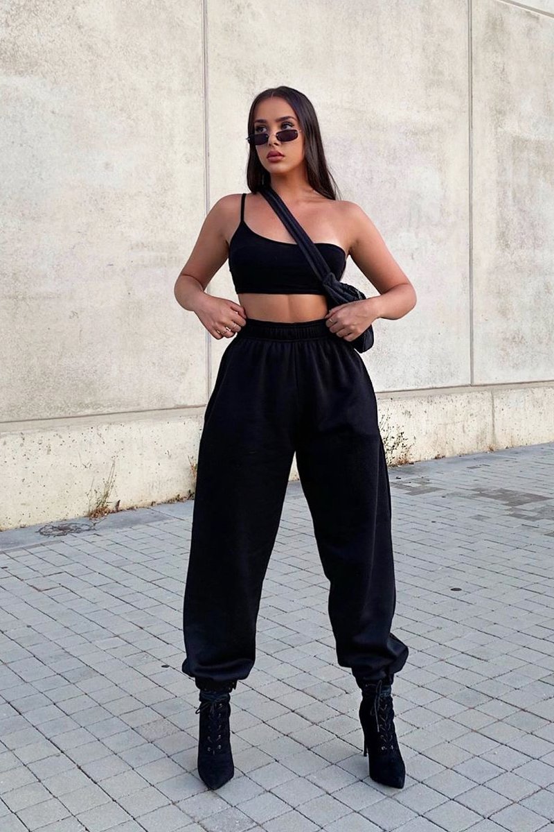 Black Oversized Joggers - Erica-Joggers