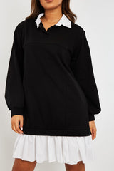 Black Oversized Jumper Shirt Dress - Islah-Dresses