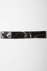 Black Oversized PU Ring Belt - Aaylah-Belts