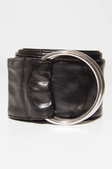Black Oversized PU Ring Belt - Aaylah-Belts
