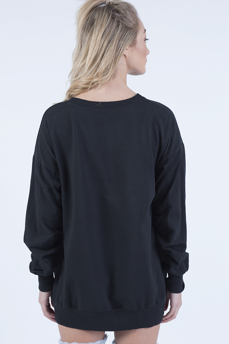 Black Oversized Ruched Sleeves Jumper Dress - Hayley-Jumper