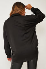 Black Oversized Satin Shirt - Carine-Shirts