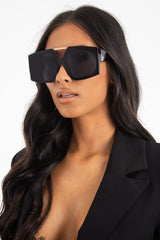 Black Oversized Square Frame Sunglasses - Valeri-Sunglasses