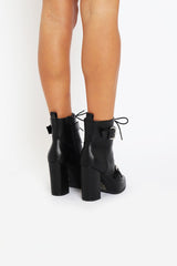 Black PU Buckle Pointed Boots - Canyon-Boots