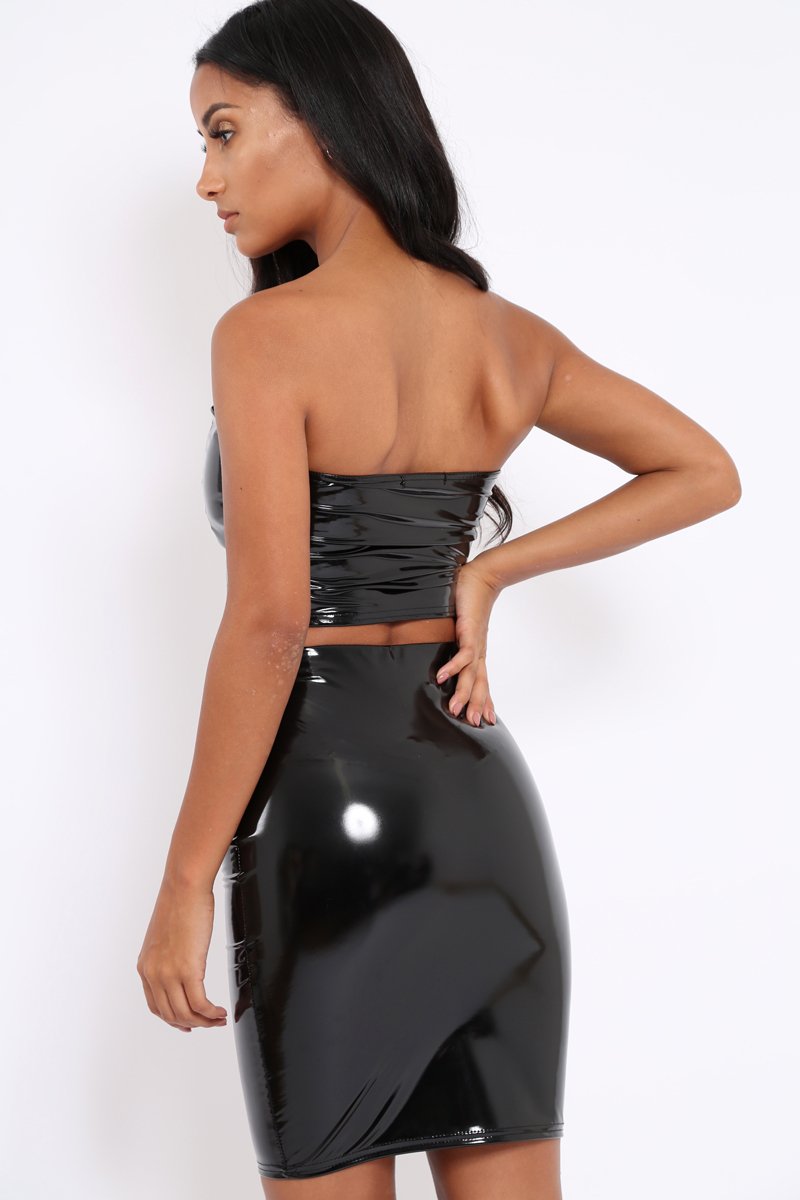 Black PU Co-ord Set - Allison-Co-ords