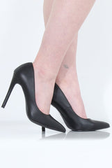 Black PU Court Shoes - Clarence-Shoes