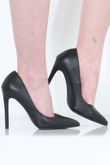 Black PU Court Shoes - Clarence-Shoes