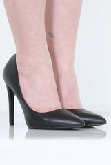 Black PU Court Shoes - Clarence-Shoes