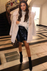 Black PU Faux Croc Wrap Over Skirt - Enessa-Skirts