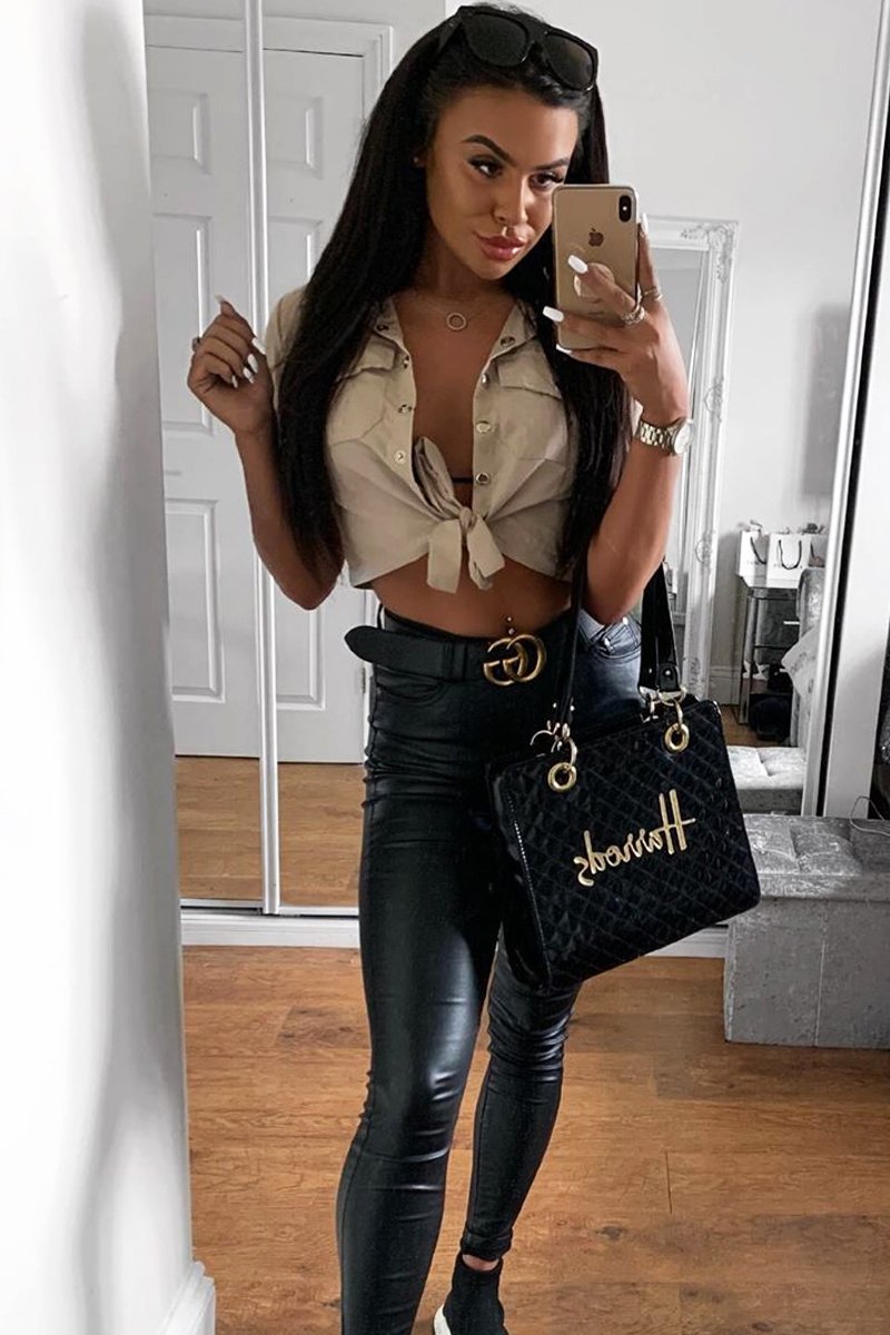 Black PU Faux Leather Skinny Jeans - Ellisen-Jeans