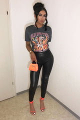 Black PU Faux Leather Skinny Jeans - Ellisen-Jeans