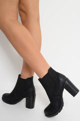 Black PU Heeled Ankle Boots - Kiara-Boots