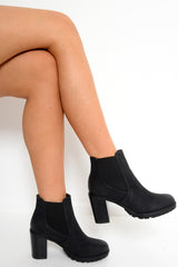 Black PU Heeled Ankle Boots - Kiara-Boots