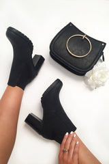 Black PU Heeled Ankle Boots - Kiara-Boots