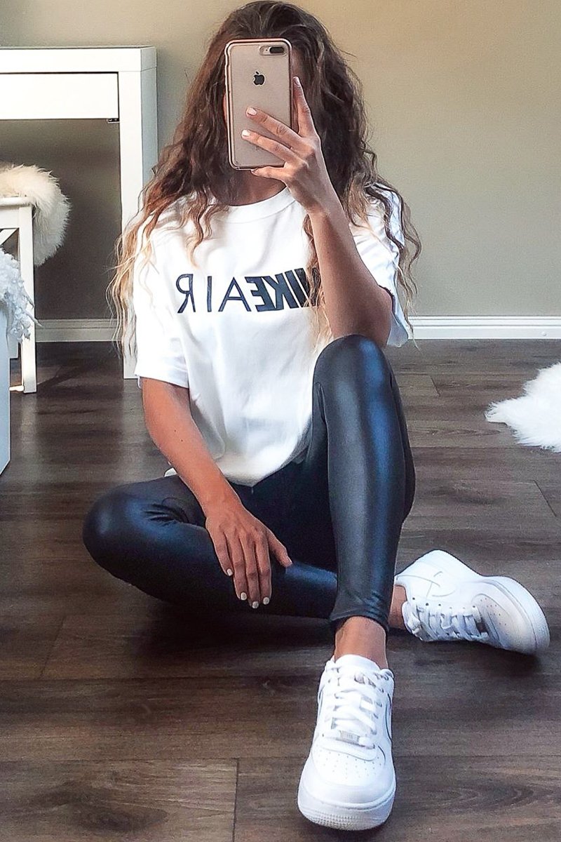 Black PU High Waisted Leggings - Emra-Leggings