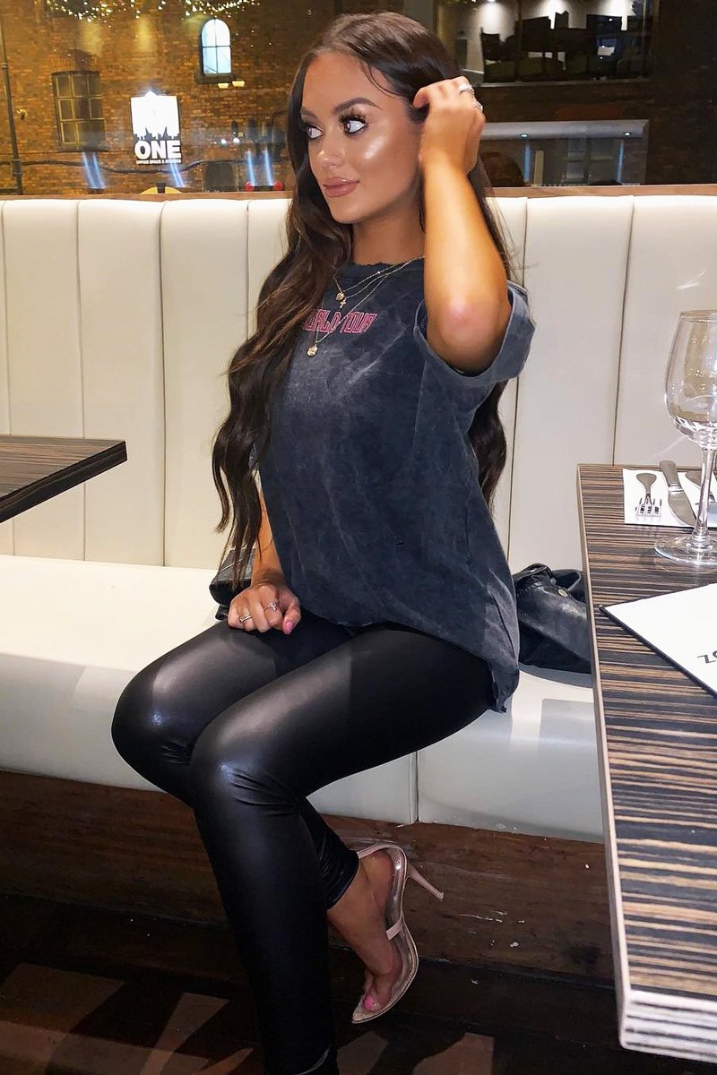 Black PU High Waisted Leggings - Emra-Leggings