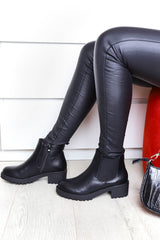 Black PU Leather Chelsea Style Ankle Boot - Jeanie-Boots