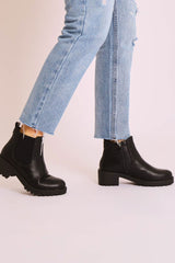 Black PU Leather Chelsea Style Ankle Boot - Jeanie-Boots