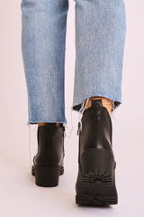 Black PU Leather Chelsea Style Ankle Boot - Jeanie-Boots