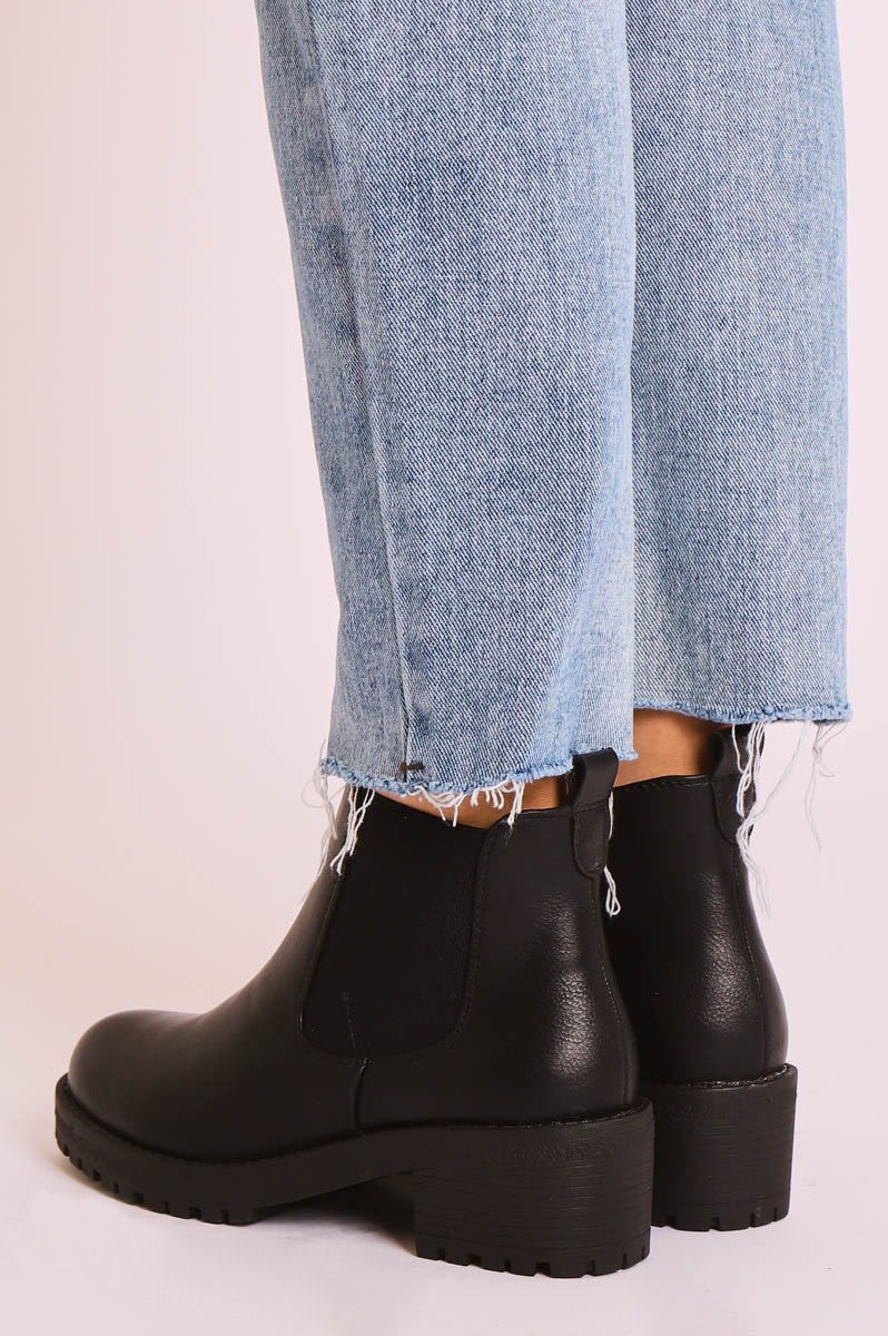 Black PU Leather Chelsea Style Ankle Boot - Jeanie-Boots
