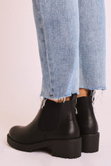 Black PU Leather Chelsea Style Ankle Boot - Jeanie-Boots