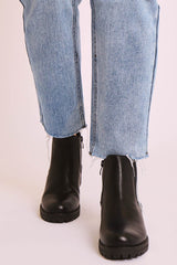 Black PU Leather Chelsea Style Ankle Boot - Jeanie-Boots
