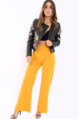 Black PU Leather Embroidered Stud Leather Jacket - Bianca-Jackets