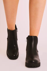 Black PU Leather Heeled Chelsea Boot - Eimi-Boots