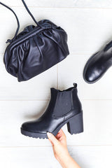 Black PU Leather Heeled Chelsea Boot - Eimi-Boots