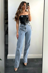 Black PU Leather Lace Up Corset Crop Top - Vian