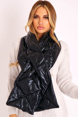 Black PU Padded Scarf - Haizel-Scarf