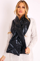 Black PU Padded Scarf - Haizel-Scarf