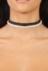 Black PU Strap & Pearl Choker - Marla-Jewellery