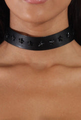 Black PU Strap Star Stud Choker - Lorelei-Accessories