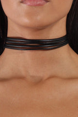Black PU Strappy Choker - Daria-Accessories