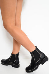 Black PU Stud Detail Ankle Boots - Andie-Boots
