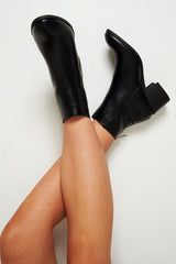 Black PU Stud Zip Back Ankle Boots - Koral-Boots