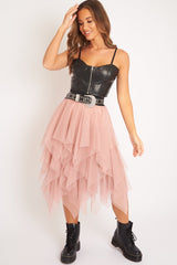 Black PU Zip Front Bralet - Linsa-Crop Tops