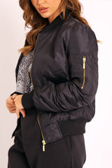 Black Padded Bomber Jacket - Chelsy-Jackets