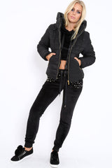 Black Padded Coat - Zara-Coats