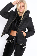 Black Padded Coat - Zara-Coats