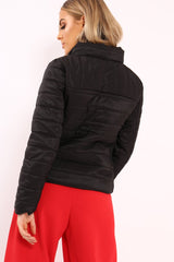 Black Padded Coat with Side Panel Detail - Tallula-Coats